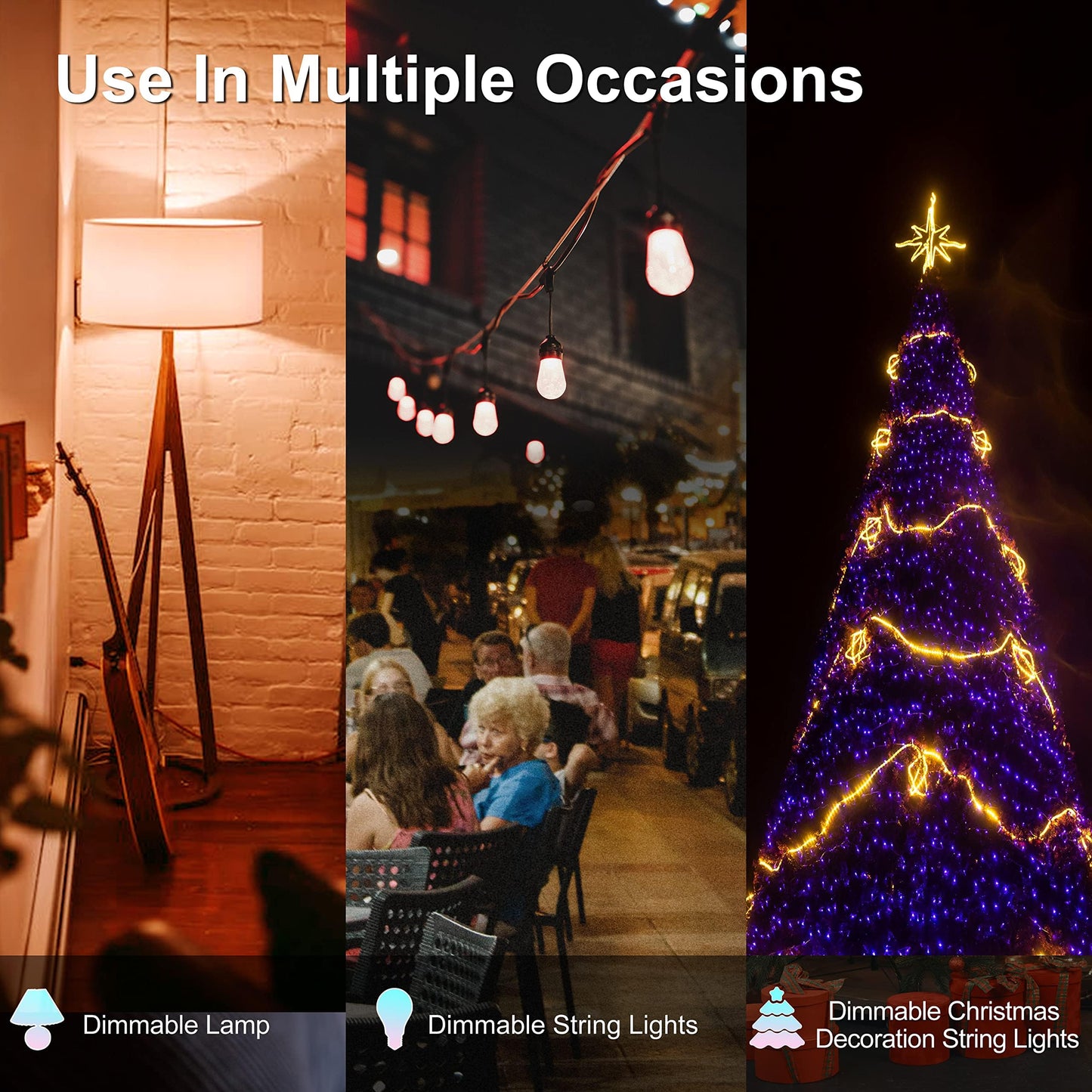 Outdoor Dimmer for String Lights, 560W Plug-in Dimmer Lights Switch with Timer & 24H Cycle, IP65 Waterproof Outdoor Dimmer Plug, 100FT Wireless Remote for LED Lights, Indoor Lamps & Christmas Décor