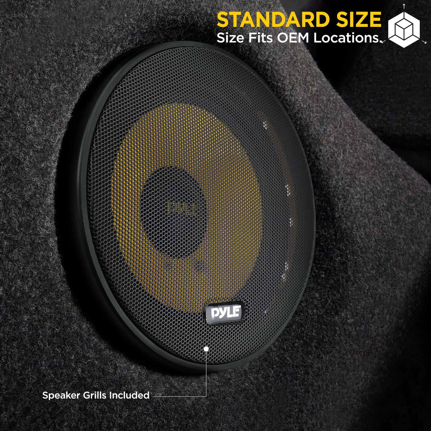 PYLE 2Way Custom Component Speaker System 6.5” 400 Watt Component with Electroplated Plastic Basket, Butyl Rubber Surround & 40 Oz Magnet Structure Wire Installation Hardware Set Included PLG6C, Yellow