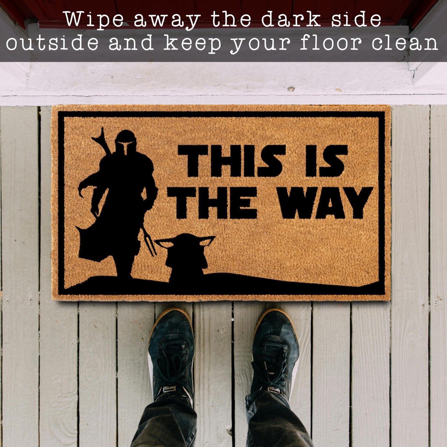 This is The Way Door Mat 30x17 Inch, S Wars Doormat Outdoor Coir for Covered Porch and Patio, w/Non-Slip PVC Backing, Welcome Mat Geek Decor Nerd Gift