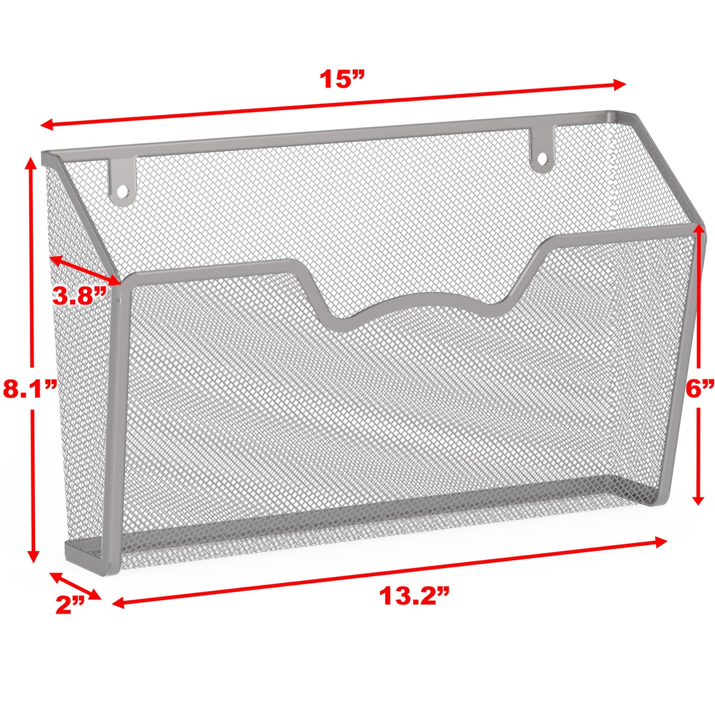 Simple Houseware Wall Mount Single Pocket File Organizer Holder, 3 Packs, Silver