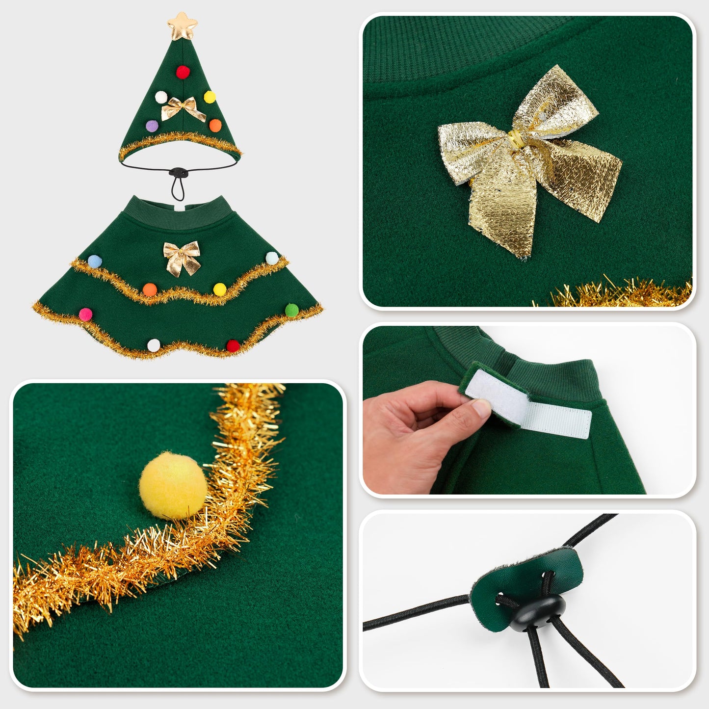 cyeollo Dog Christmas Costume Cute Christmas Tree Outfit Pet Dog Clothes Puppy Xmas Costumes for Small Medium Dogs, Green M