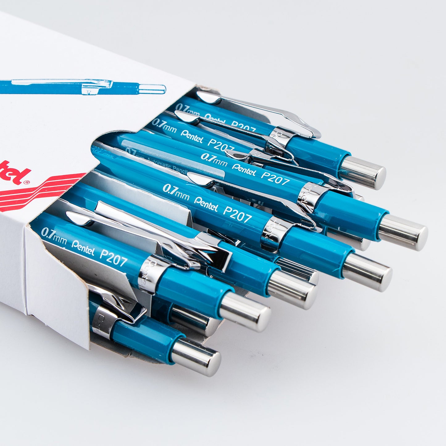 Pentel P200 Drafting Mechanical Pencil, 0.7mm Medium Point, Writing, Drawing, School Supplies, Metal Tip, Blue Barrel, P207-C, Box of 12