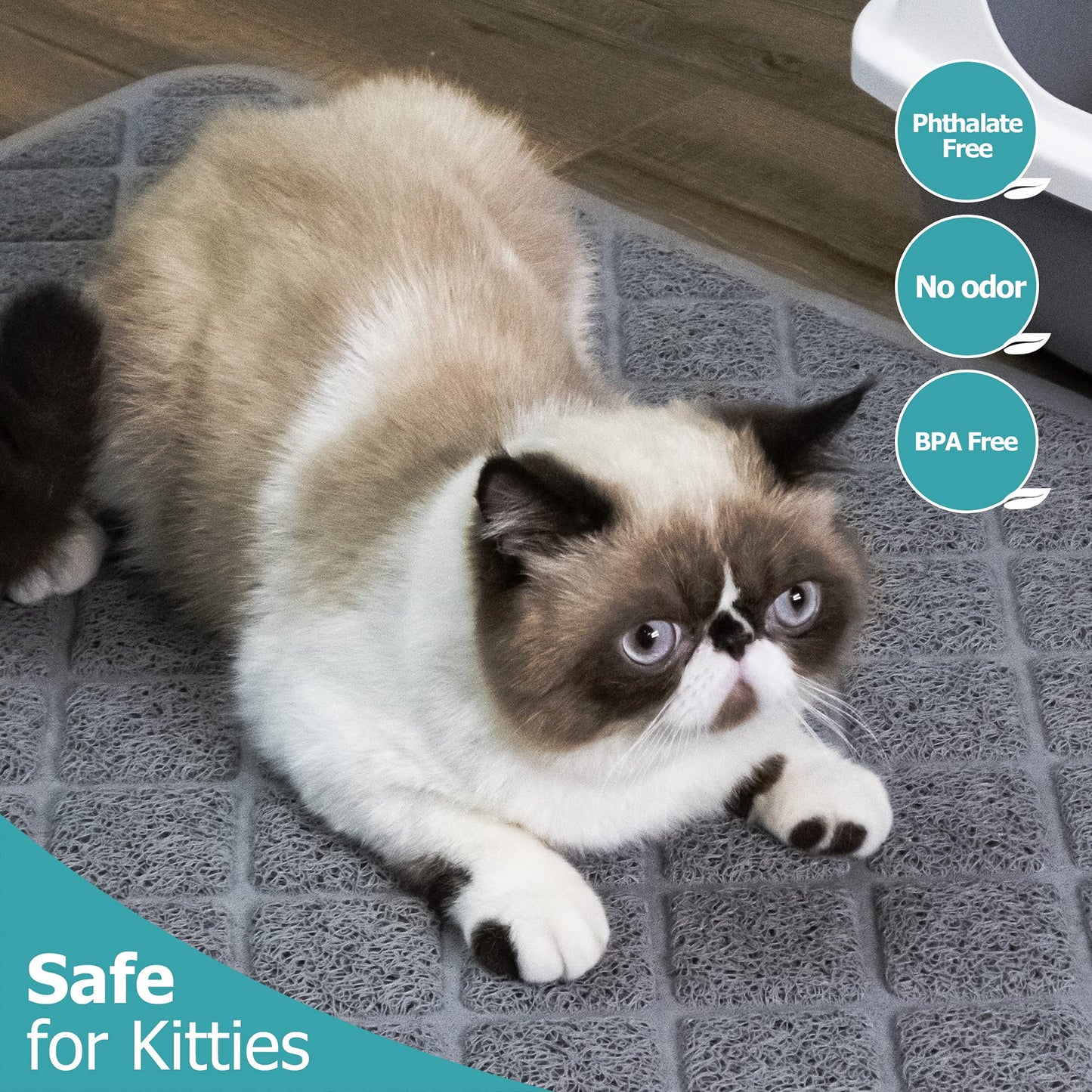 Conlun Cat Litter Mat Litter Trapping Mat, 47 x 35 Inches, Premium Durable PVC Grid Mesh with Scatter Control, Non-Slip, Less Waste Cat Litter Box Mat, Urine Waterproof, Washable Easy Clean