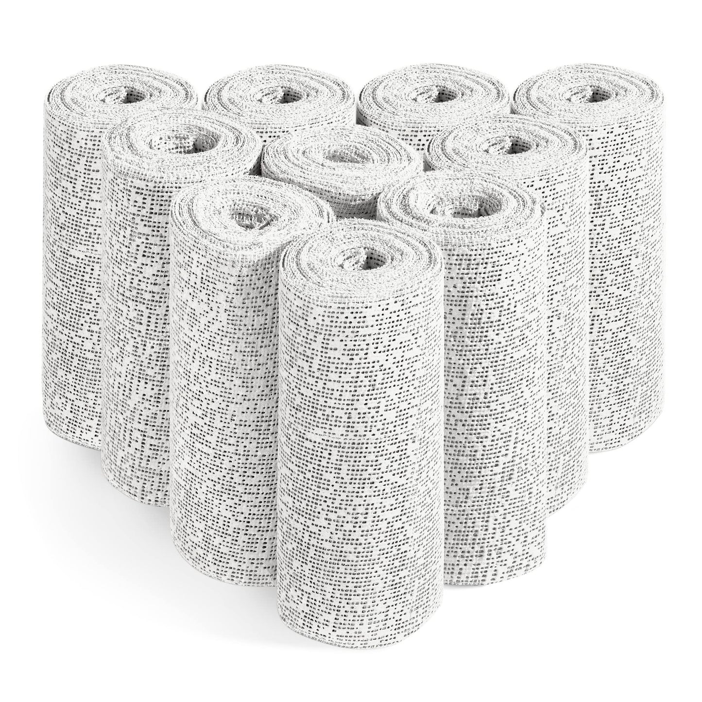 Navaris Plaster Cloth Rolls (L, Pack of 10) - Gauze Bandages for Body Casts, Plaster of Paris for Craft Projects, Belly Casting Kit Pregnancy - Easy Use Wrap Strips - 6" W x 118" L