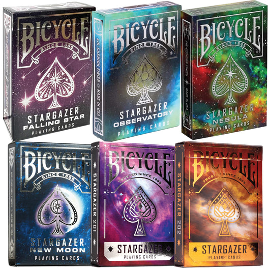 Bicycle Playing Cards, Stargazer Series 6-Deck Collector's Bundle | New Moon, Observatory, Nebula, Falling Star Stargazers 201 & Stargazer 202 Playing Cards