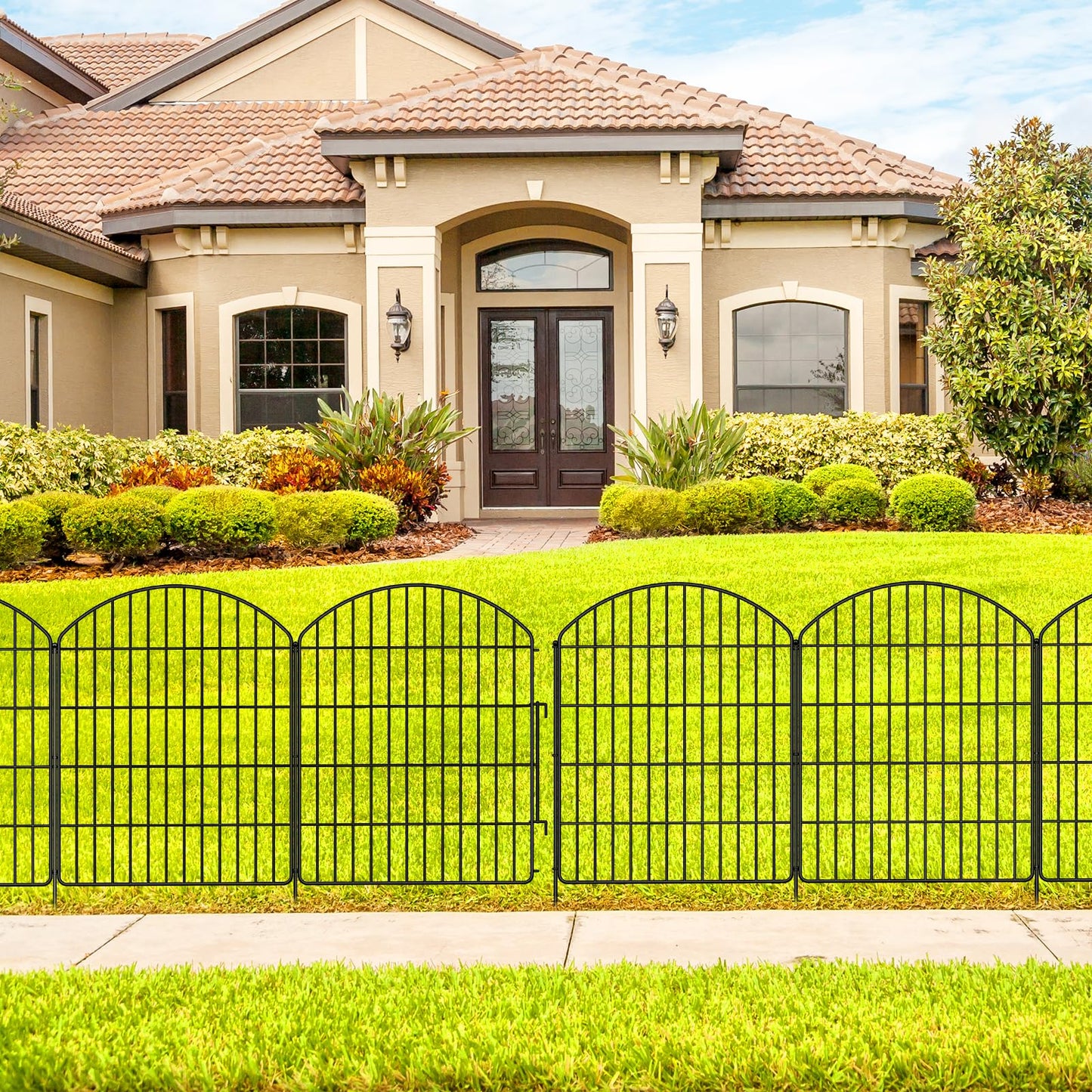 Animal Barrier Fence 6 Panels, 30in x 11.8ft No Dig Garden Fence with Gates, Rustproof Metal Decorative Border for Yard, Patio, Flower Bed, Dog & Rabbit Protection