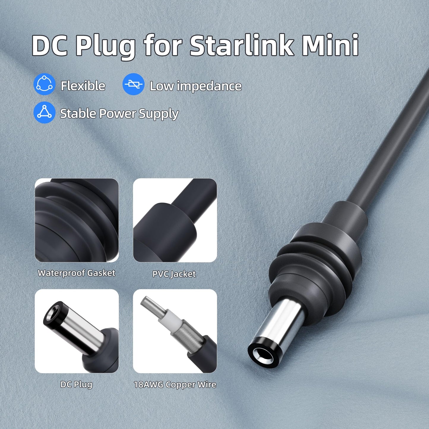 Starlink Mini Adapter 12V DC Power Cord Converter 12V for Starlink Mini Power Supply Step Up to 30V 3.5A DC Male Conversion Kit for Truck RV Without
