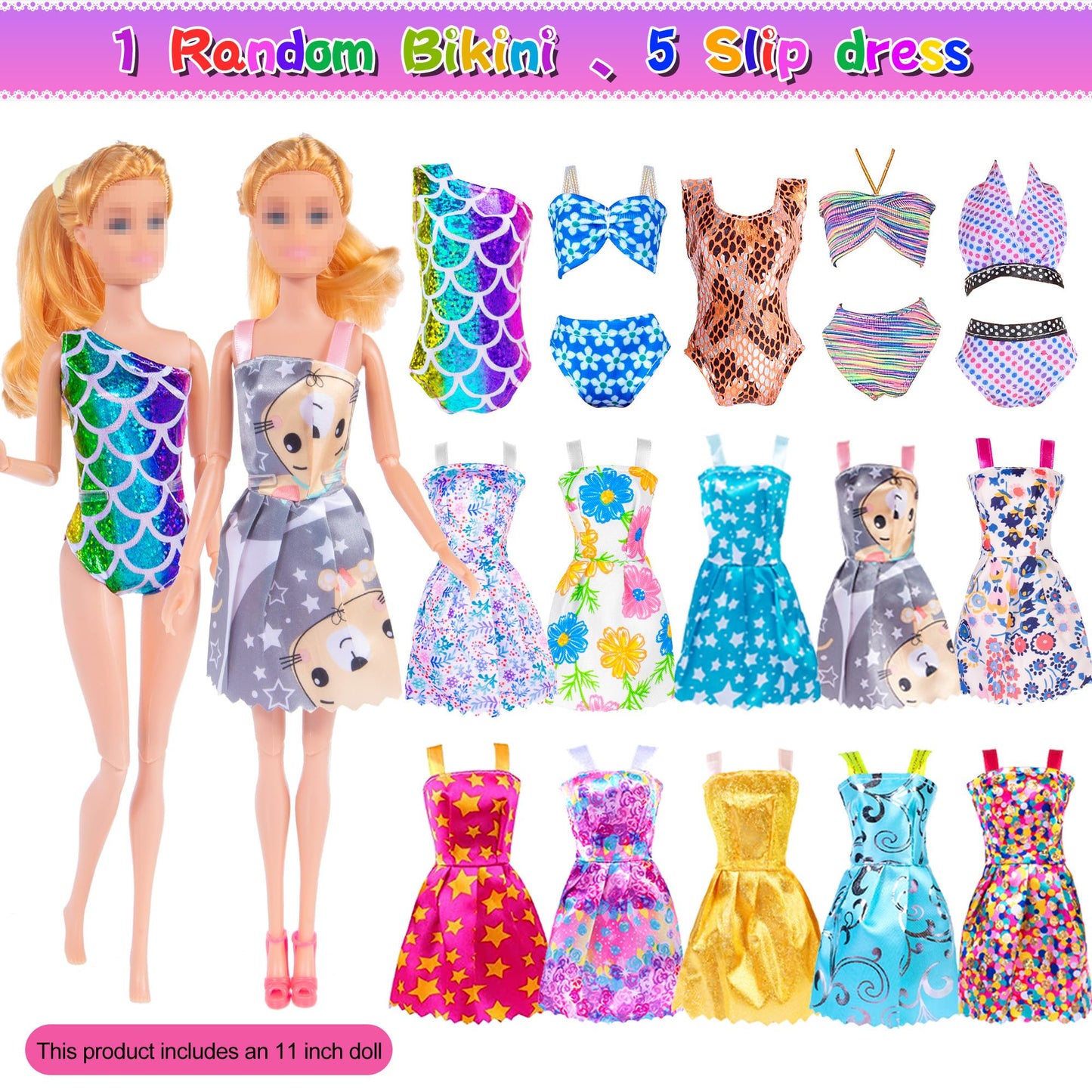 ebuddy Doll and Accessories -11.5 Inch Doll with Closet Including-one Girl Doll, 12 Looks, Rack Dress Shoes Hangers Necklace and Other Accessories