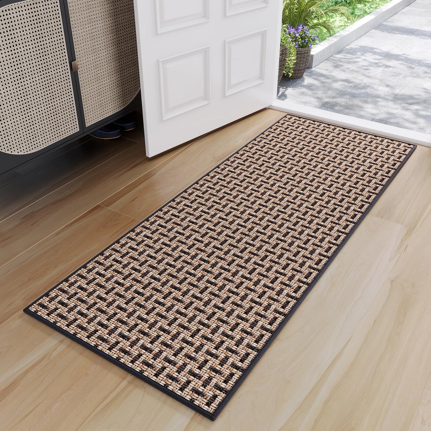 YDKGL Door Mat 24x72 Dirt Resistant and Absorbent, Non-Slip Rubber Backing Floor Mats, Easy Clean Low-Profile Doormat for Entryway, Front Door, Inside Entrance Black