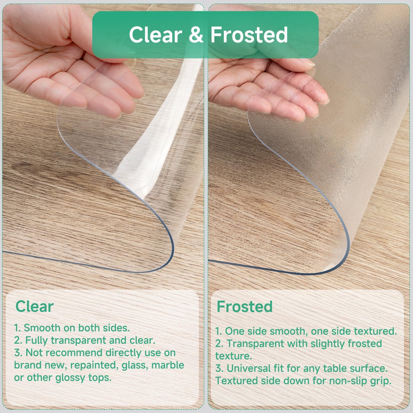 NATRKE Clear Desk Mat Pad, 47.2"x23.6" Transparent Desk Protector Mat Plastic Desk Mat, Thickness 0.06" PVC Translucent Waterproof Non-Slip Clear Writing Desk Pad for Desktop for Home Office