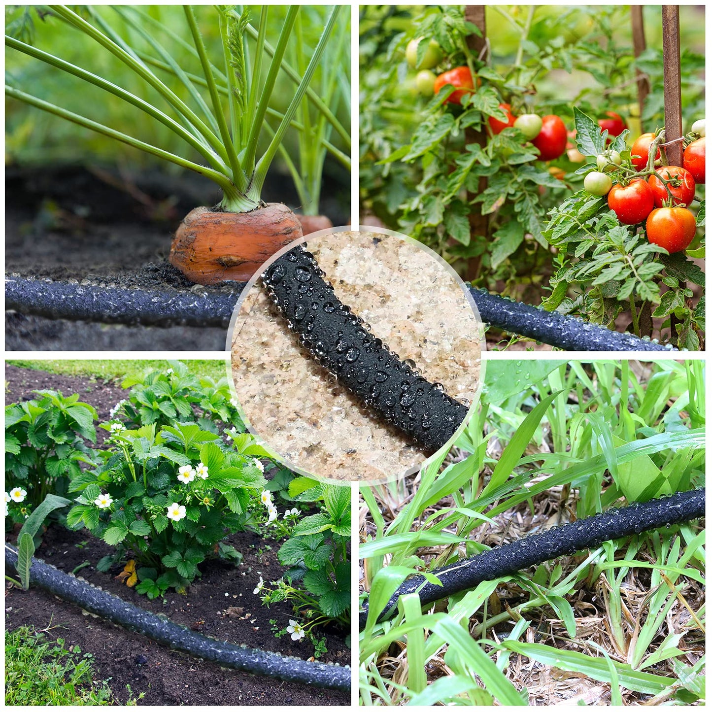 STYDDI Soaker Hose, 1/2" x 50 FT Round Soaker Garden Hose, Heavy Duty Water Seeper Hose Great for Garden Vegetable Beds, Lawn and Plants