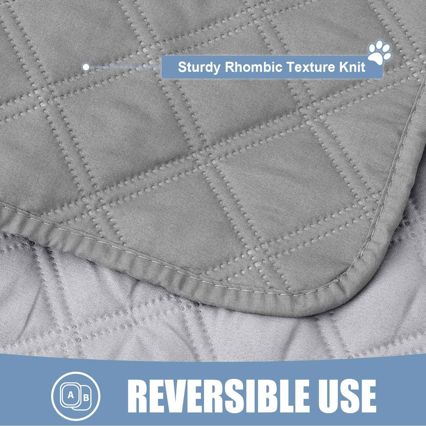 smiry Waterproof Dog Bed Cover Blanket, Leakproof Reversible Sofa Cover Couch Cover, Washable Pet Blanket for Sofa, Couch, Furniture (80x102 Inch, Grey/Light Grey)
