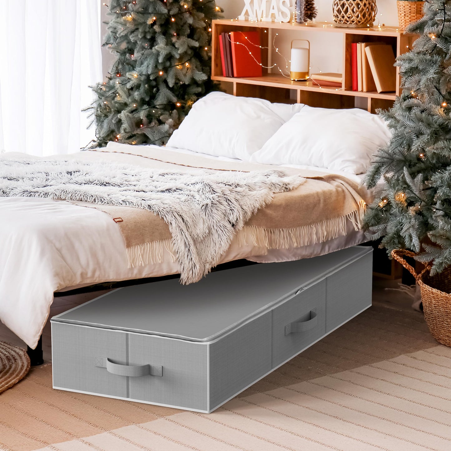 Simple Houseware Wrapping Paper Organizer - Under Bed Storage for 25-40 Rolls Gift Wrapping Paper, Gift Bags, Ribbons, 105 x 42 cm, Grey
