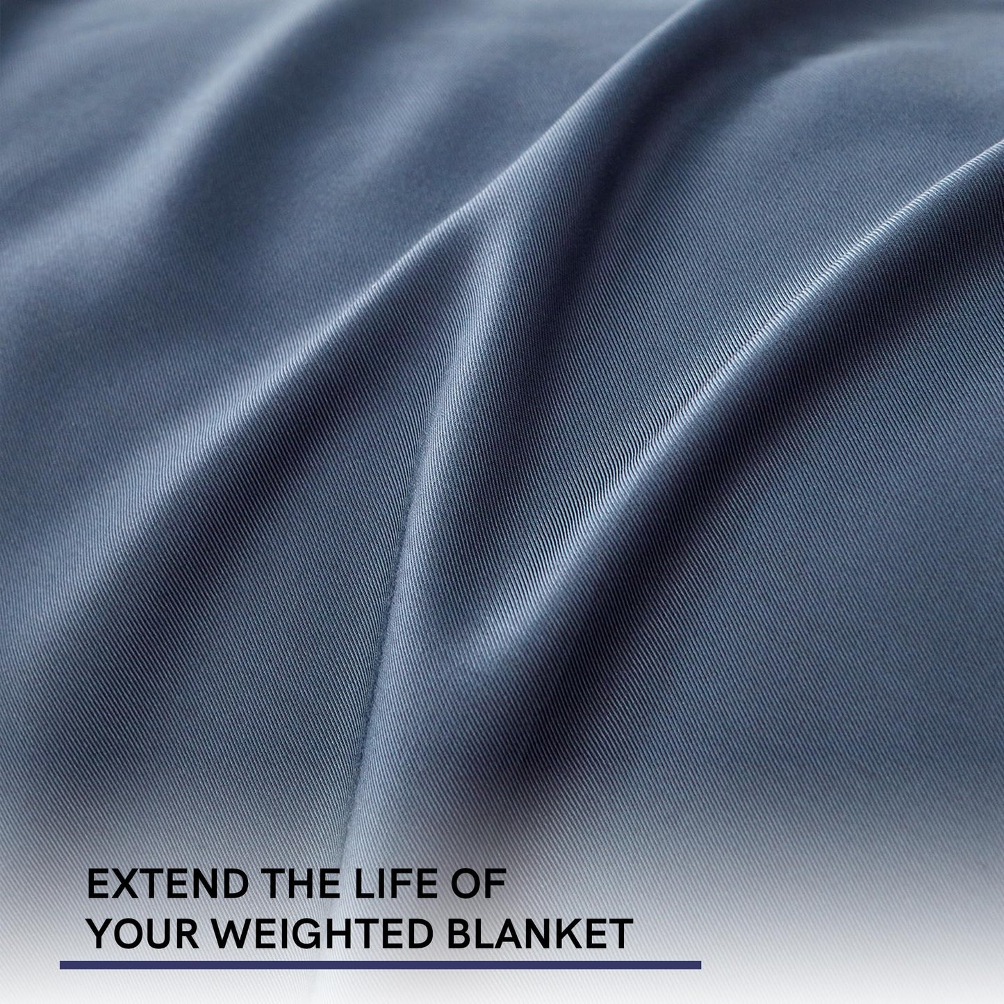 YnM 60 x 80 inch Natural Bamboo Cooling Machine Washable Duvet Cover for Weighted Blankets, Blue Grey
