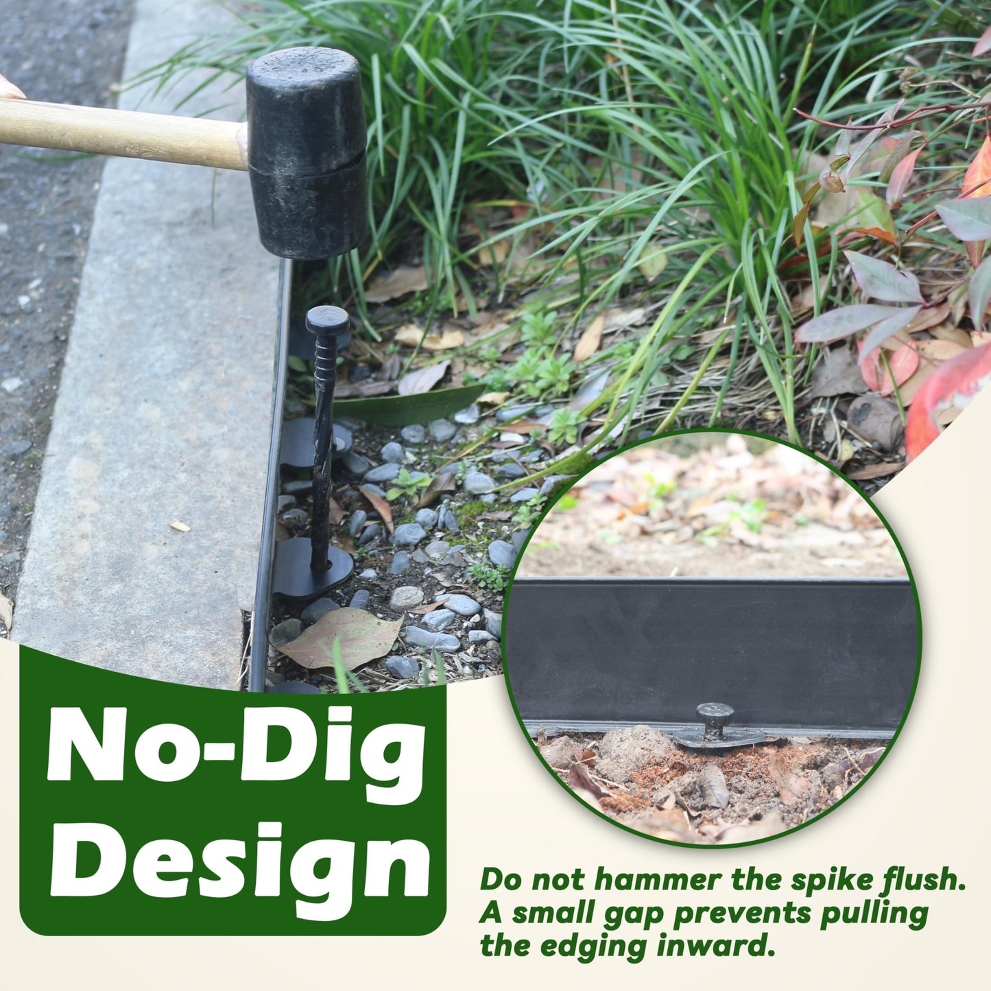 Gardzen Landscape Edging Kit, 40-Foot Long, 3-Inch Tall Garden Edging Border for Flower Beds, Tree Rings, Pathways, Includes 40 Spikes