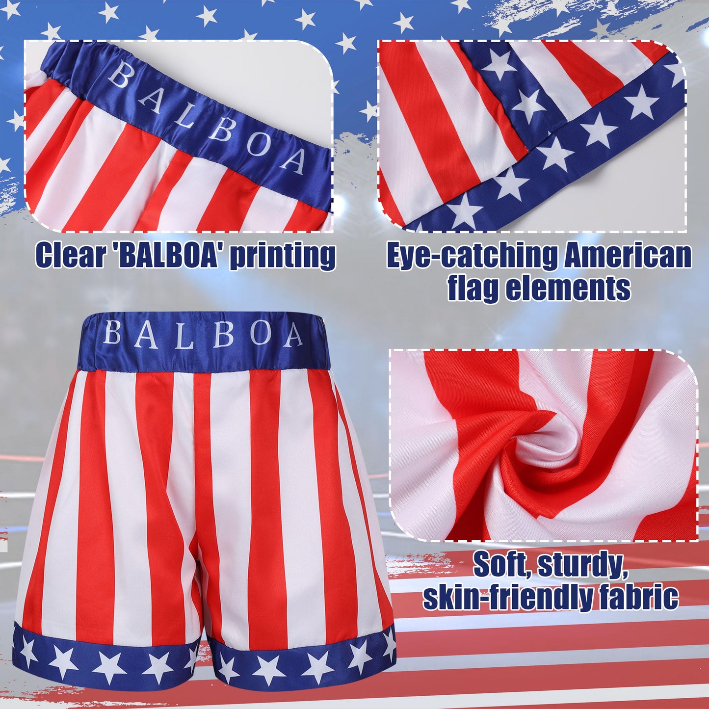 Kosgraiy Boxing Costumes Kids with Glove Robe Shorts,Halloween Boys Boxer Suit,American Boxing Robe,Boy Boxer Outfit,M