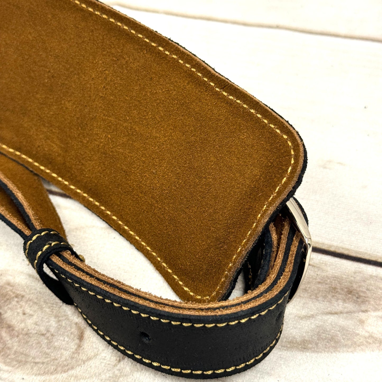 Walker & Williams C-19 New Charcoal Black Deluxe Vintage Style Rockabilly Guitar Strap Premium Signature Soft Grain Leather And Nonslip Suede Back For Acoustic, Electric, And Bass Guitars, Charcoal