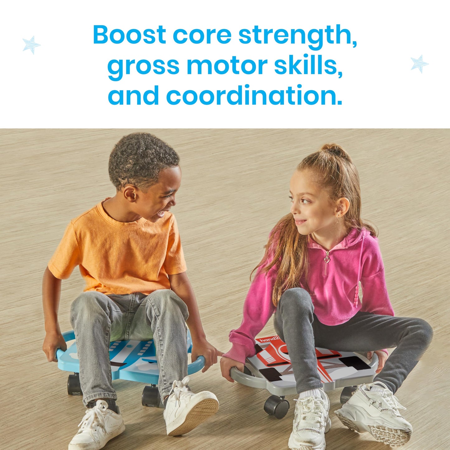 hand2mind Blue Plane Glider Scooter Board, Floor Scooter Board, Gross Motor Toys, Kids Exercise & Physical Education Equipment, Playground Toys, Indoor Active Play, Toddler Outdoor Activities