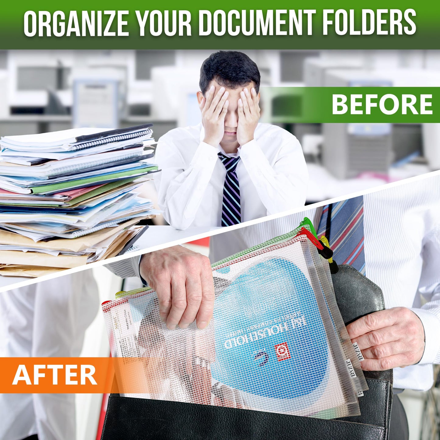 22 Pack Mesh Zipper Pouch Bags 10x14 Inch - Plastic Document Organizing Pouches - Letter Size With Zipper for Filing and Storage