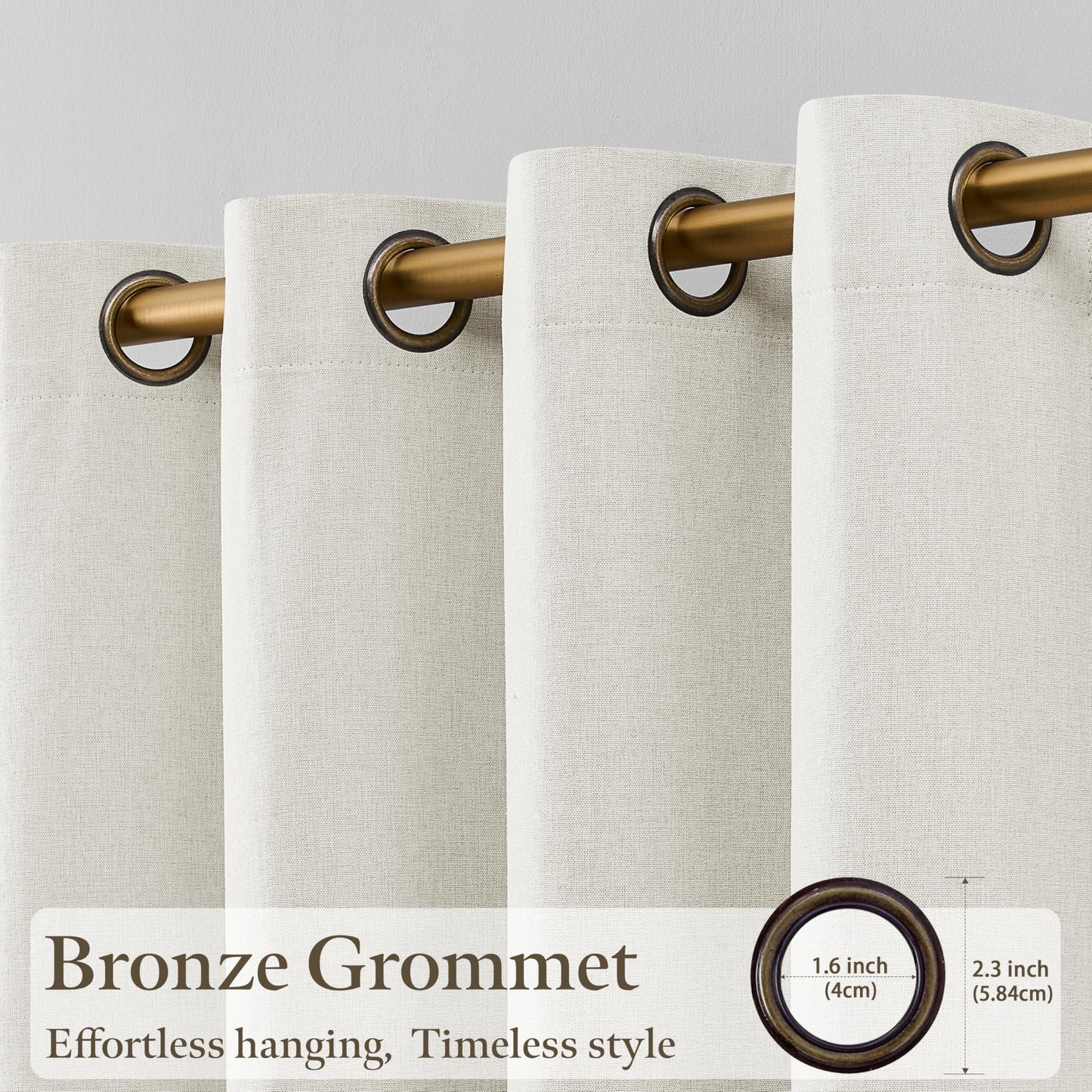 100% Blackout Curtains 84 Inch Length 2 Panels Set for Living Room Bedroom Grommet Thermal Insulated 100% Black Out Linen Drapes Room Darkening Window Curtains Ivory Cream Natural Drapes W50 x L84