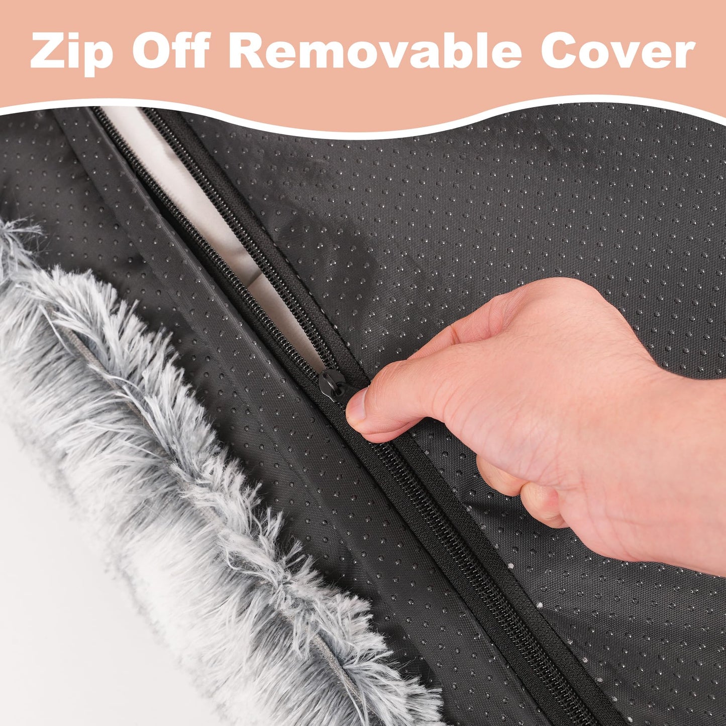 Bedfolks Waterproof Dog Crate Bed,Plush Dog Crate Pad with Removable Cover,Faux Fur Dog Bed for Small Dogs and Cats,Fluffy Washable Dog Kennel Bed 23"x18",Dark Grey