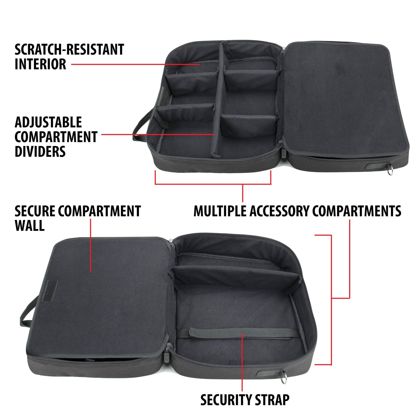 USA GEAR Audio Mixer Case - Podcast Mixer Travel Case with Scratch-Resistant Interior & Customizable Storage - Compatible with RODECaster Pro, RODECaster Pro II, RC Duo & More Audio Equipment (Black)