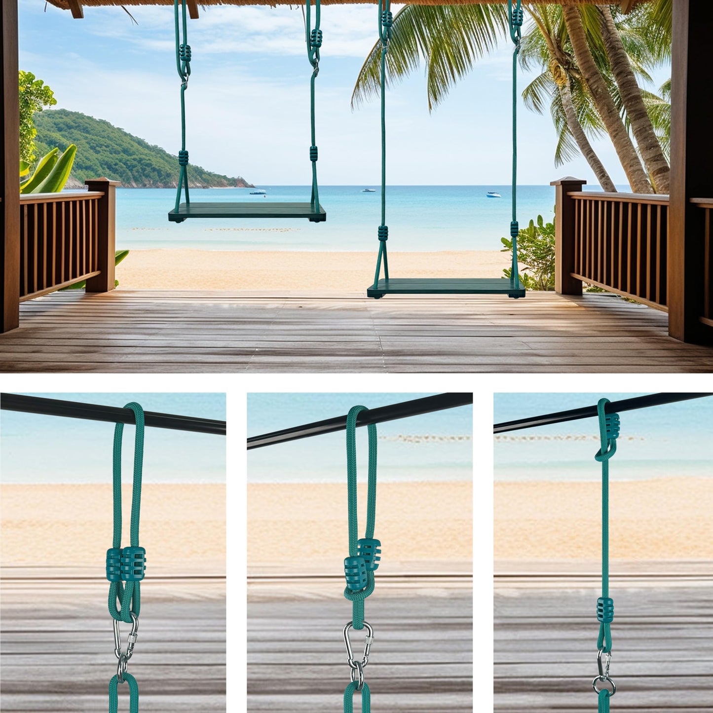 NOSTIFY Wooden Swing Seat, Nostalgic Outdoor Wood Swing for Kids Adults, Hanging Tree Straps Set Accessories for Backyard Patio Garden Playground (Green)