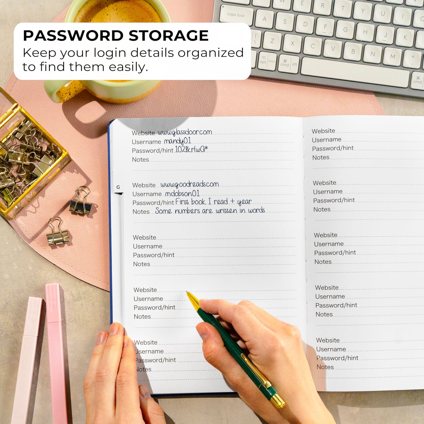 Clever Fox Password Book with Alphabetical Tabs – Small Hardcover Address Keeper Log – Large Journal for Seniors, Home Office Gifts (Royal Blue)