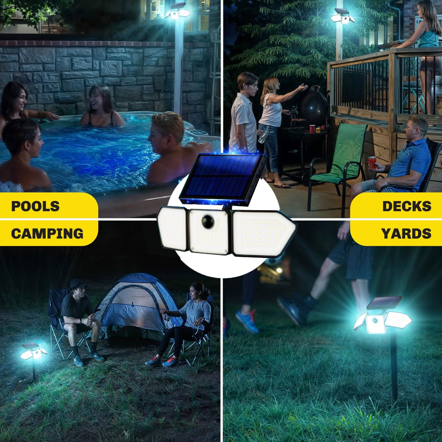 Bionic Flood Light 2 Pk Solar Lights Outdoor Waterproof, 500 Lumens Motion Sensor Outdoor Lights, Solar Motion Lights Outdoor for House, Solar Security Lights, Solar Powered Flood Light As Seen on TV
