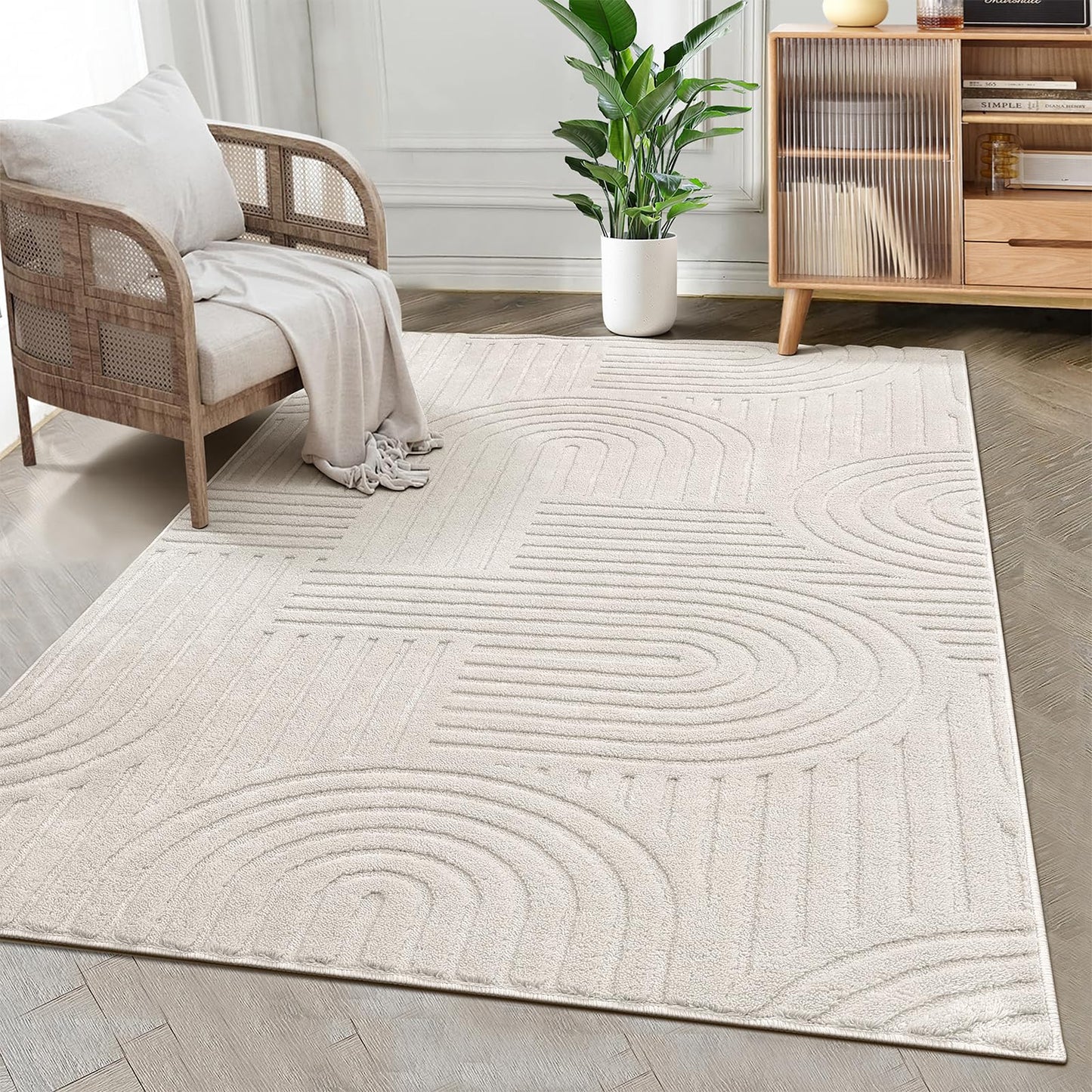 HEBE Area Runner Rugs 3 x 10 for Living Room, Non Slip Machine Washable Rug for Hallway Kitchen, Soft Fluffy Geometric Rug for Bedroom Dining Room Home Office