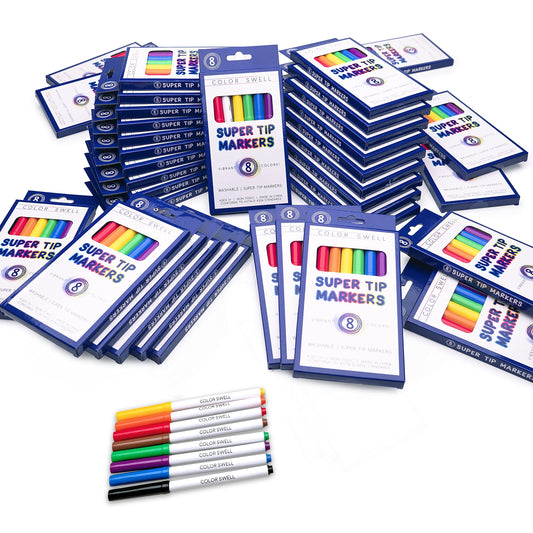 Color Swell Washable Bulk Markers Pack 36 Boxes of 8 Vibrant Colors Each (288 Total Super Tip Markers) for All Ages, Parties, Classrooms, Home