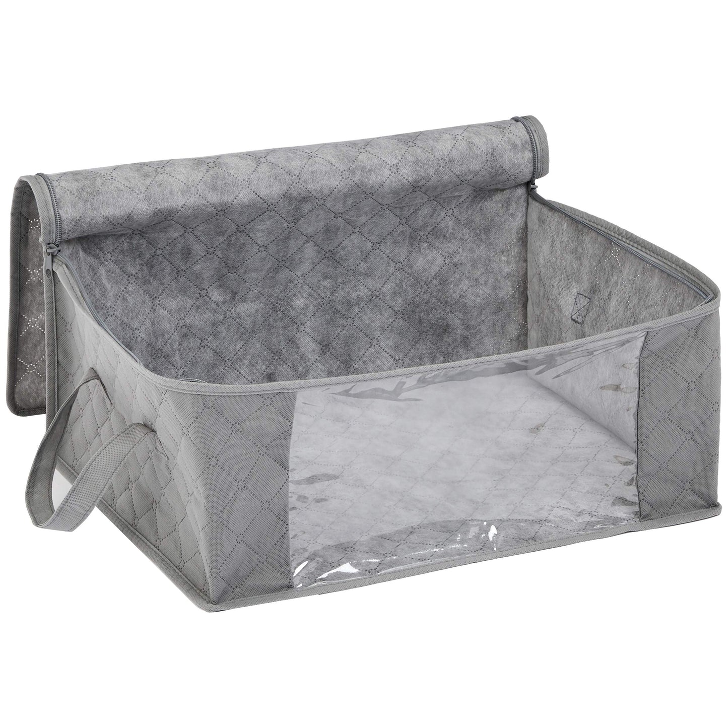 Amazon Basics Foldable Large Zippered Storage Bag Organizer Cubes with Clear Window & Handles, 3-Pack