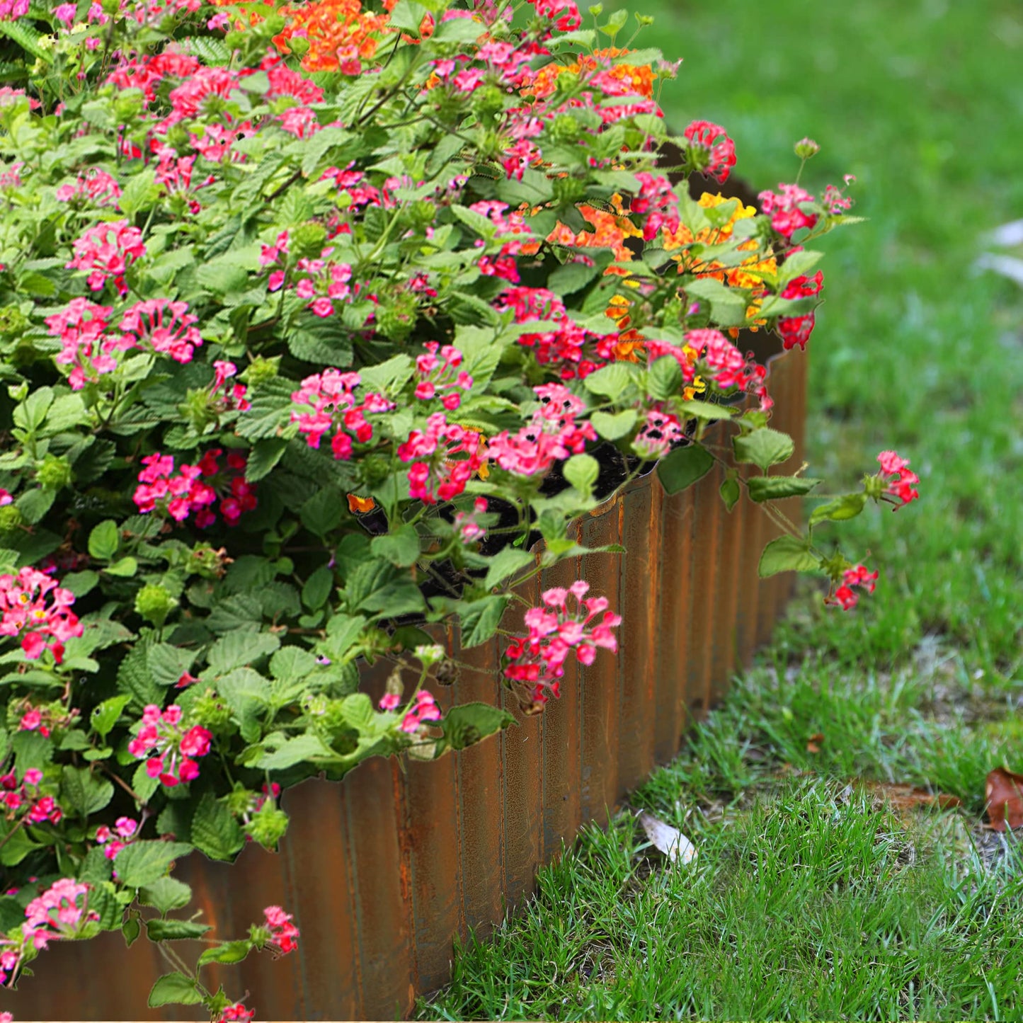 Worth Garden 20 Feet Pre-Rusted Corrugated Edging - 10" H. Sturdy Steel Landscape Lawn Edging - Bendable Metal Long Strips of Garden Border for Raised Flower Bed Tree Surrounds