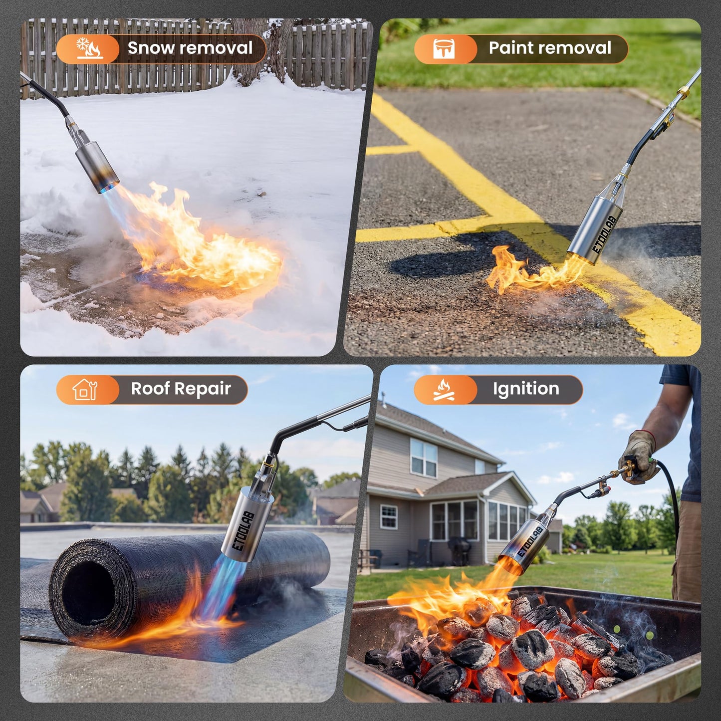 Propane Torch Weed Burner - 1,800,000 BTU Heavy Duty Weed Torch with Long Hose and Self Igniter, 2-in-1 Two Modes Design Blow Torch for Weeding, Roof Asphalt, Melting Ice Snow,Road Paint Removing,BBQ