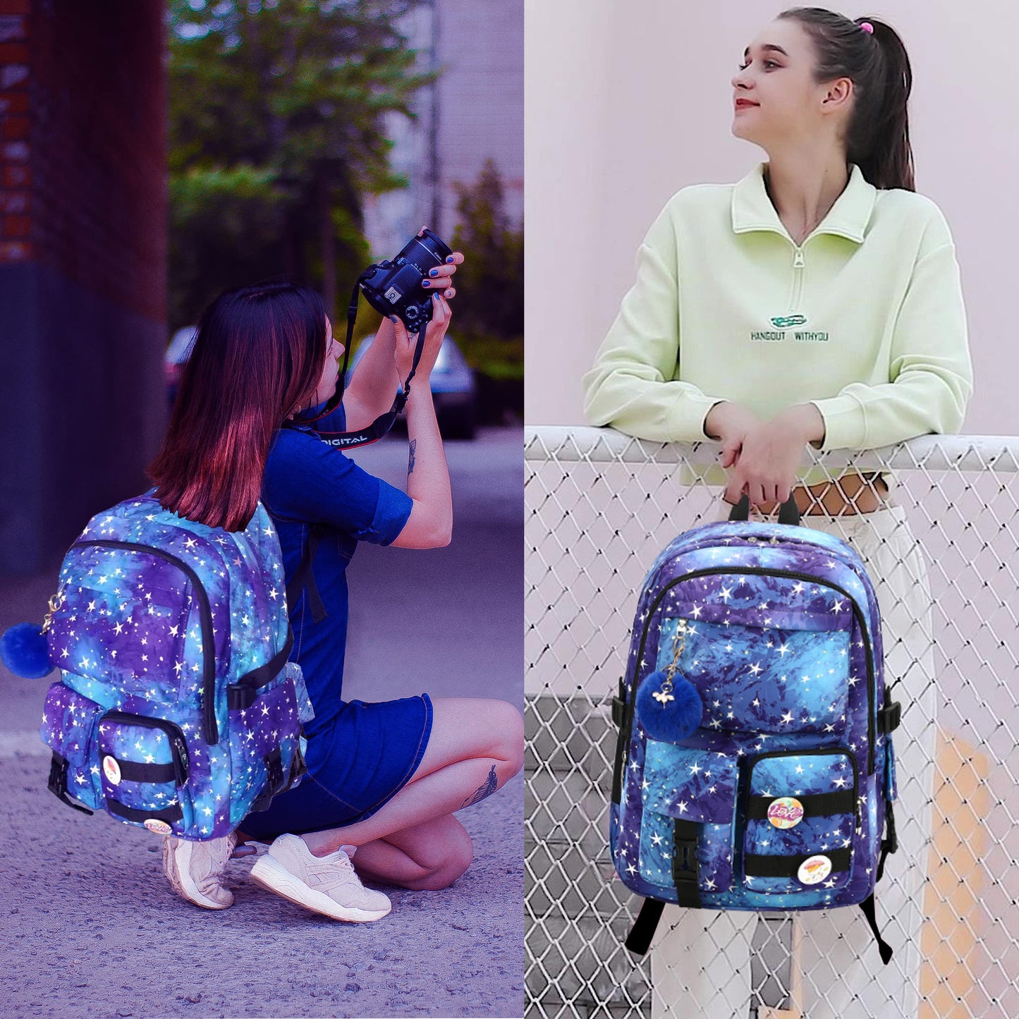 Laptop Backpacks for Women 16 Inch School Bag College Backpack Travel Daypack Large Bookbags for Teens Girls Students (Galaxy Blue)