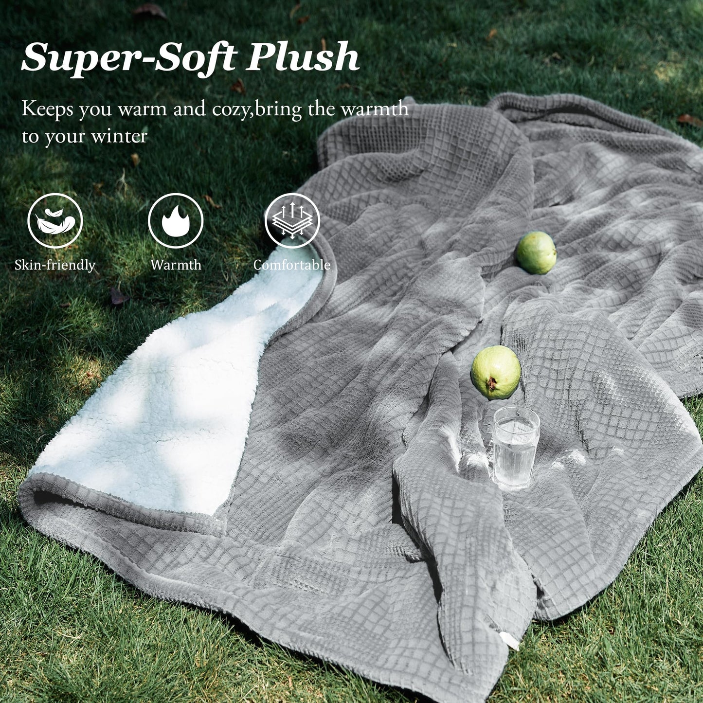 Heated Blanket Electric Blanket Throw 50''X60''-Heating Blanket with 9 Heat Settings-2-10 Hours Auto Off,ETL Certified,Machine Washable (Grey)
