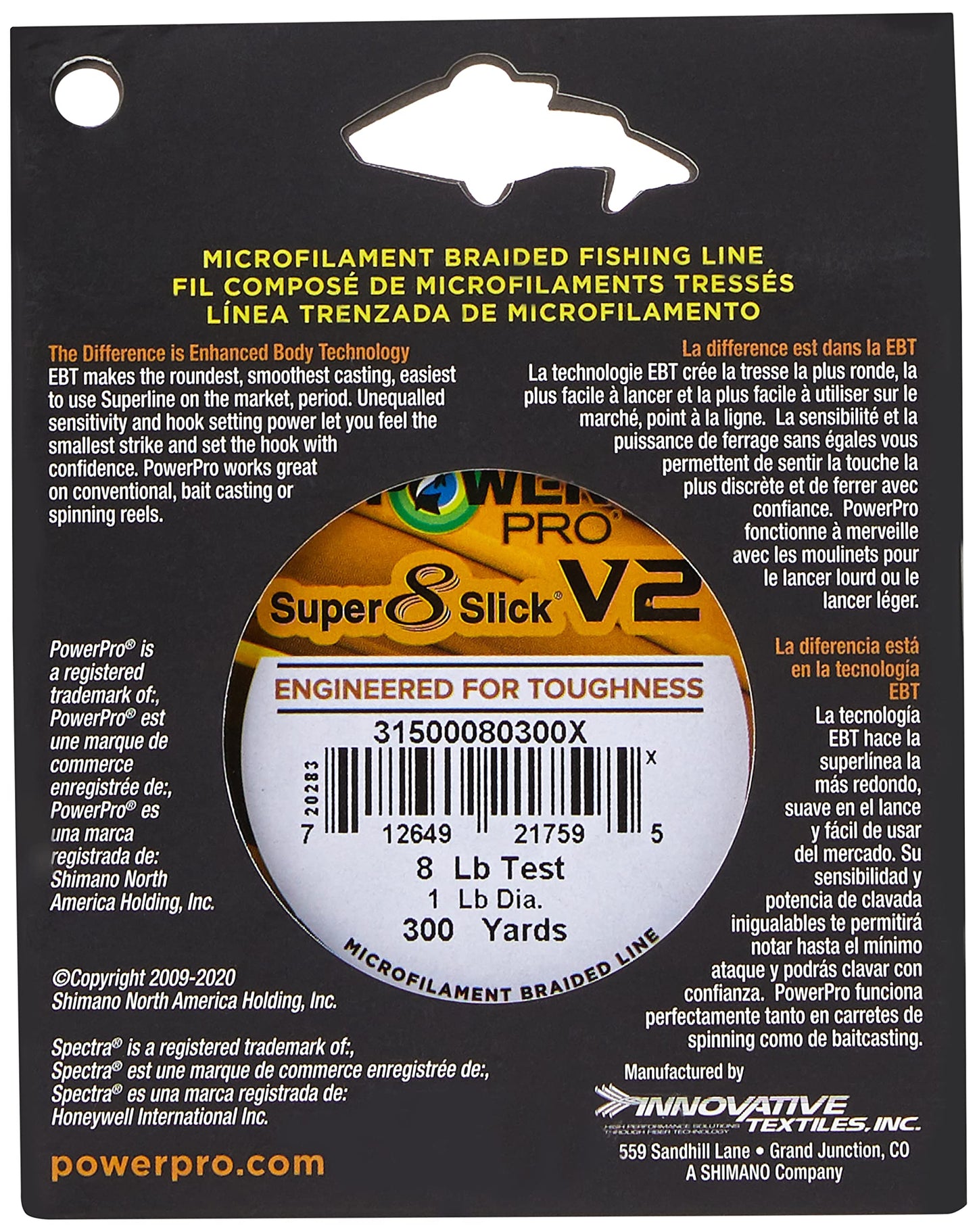 31500080300X SSV2 8 Lb 300 Yd Onyx
