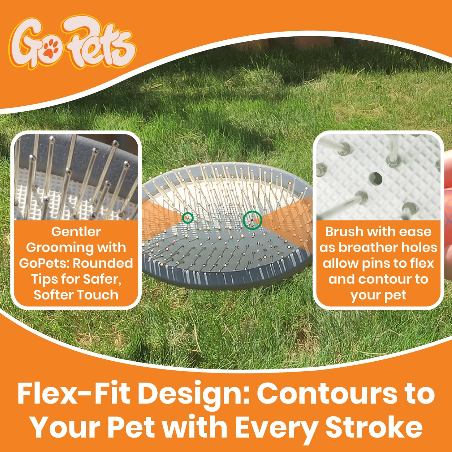 Professional Double Sided Pin and Bristle Brush for Dogs and Cats by GoPets Grooming Comb Cleans Pets Shedding and Dirt for Short Medium or Long Hair