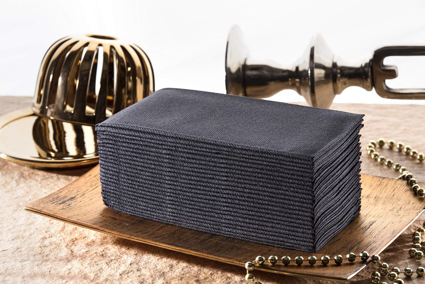 Black Paper Napkins | Linen Feel Guest Disposable Cloth Like Dinner Napkins | Hand Towels | Soft, Absorbent, Paper Hand Napkins for Kitchen, Bathroom, Parties, Weddings, Dinners Or Events | 50 Pack
