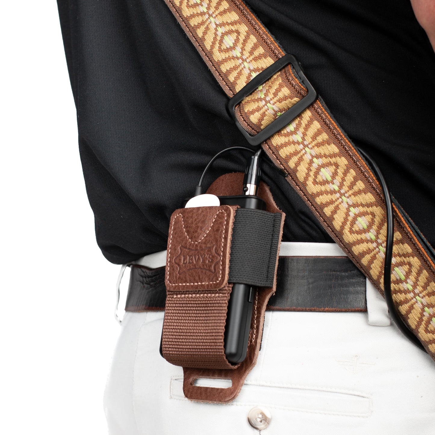 Wireless Transmitter Bodypack Holder – Brown Leather