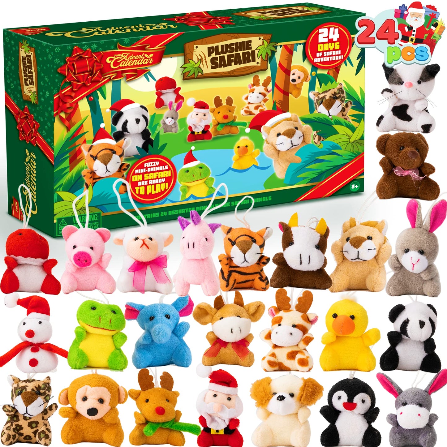 JOYIN 2025 Christmas Advent Calendar with Mini Animal Plush, 24 Days Countdown Advent Calendar with 24 Stuffed Animals, Kids Girls Party Favor, Xmas Gift Classroom Prizes, Christmas Party Favor Gifts