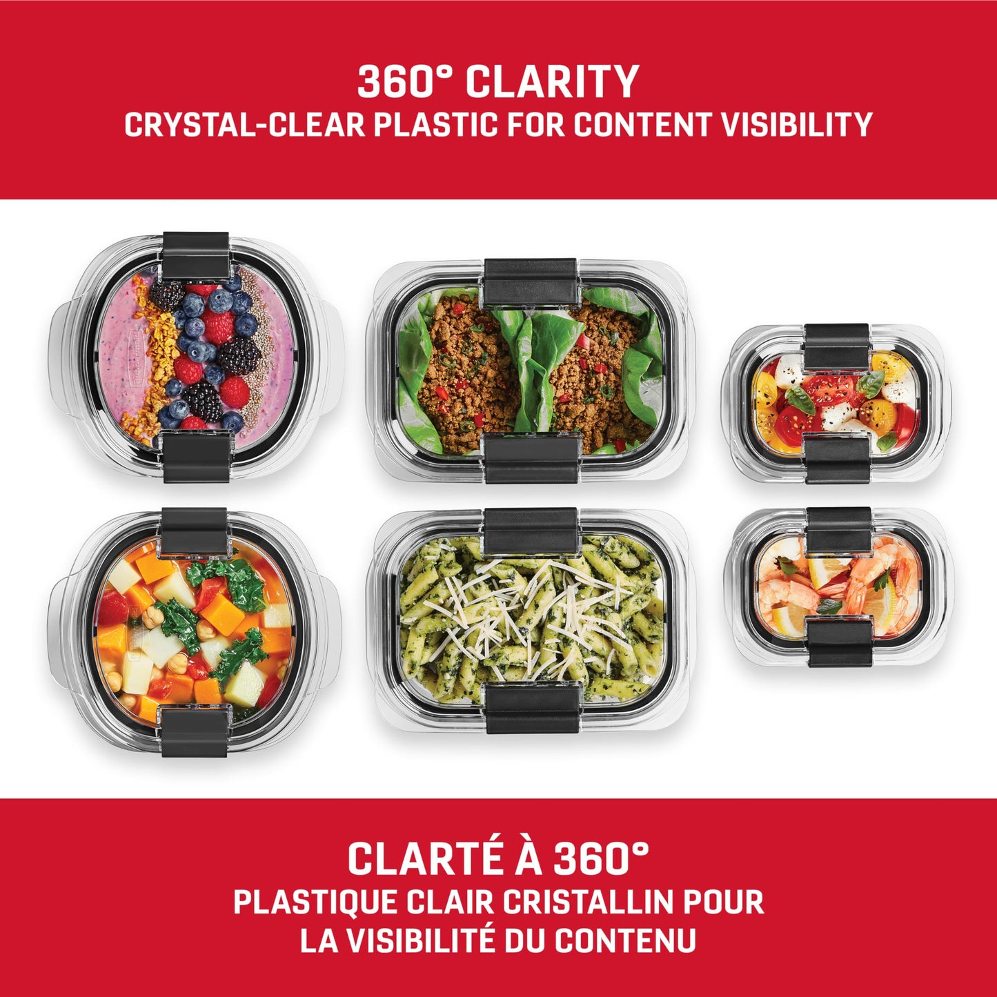 Rubbermaid Brilliance Round and Rectangular Leak Proof Food Storage Containers, 12 Piece Set