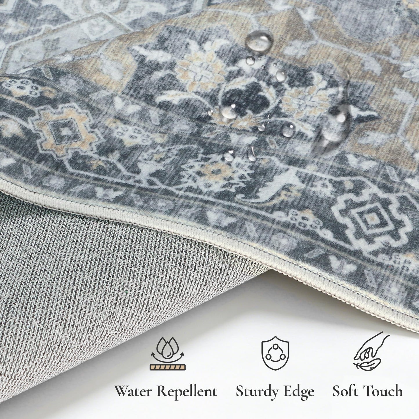 GENIMO Area Runner Rugs 2x10 for Living Room, Non-Slip Machine Washable Rug for Hallway Kitchen, Low Pile Print Rug for Bedroom Dining Room Home Office