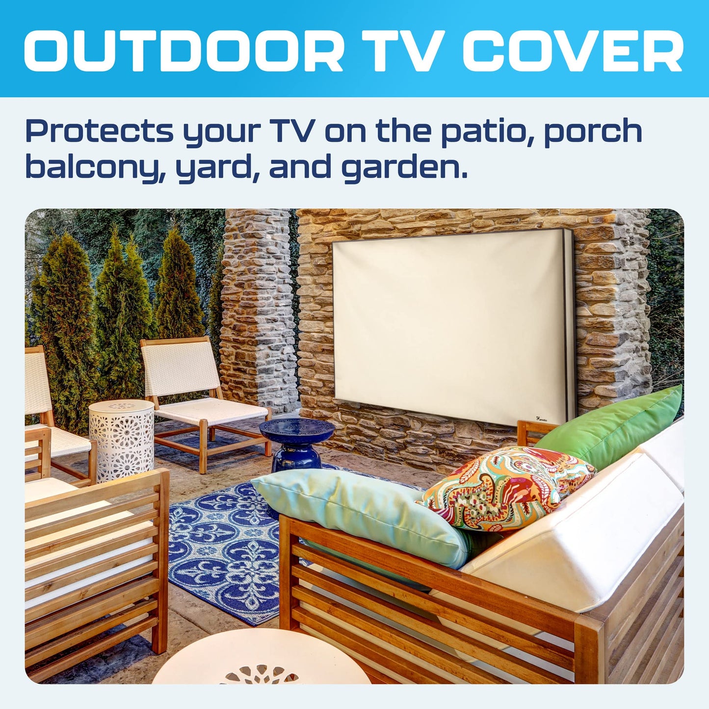 Outdoor TV Cover 80-85 Inch | Waterproof and Weatherproof TV Covers | Outdoor TV Enclosure | Smart Shield TV Screen Protector for Outside TV | Cover for Moving | TV Display Protectors – Beige