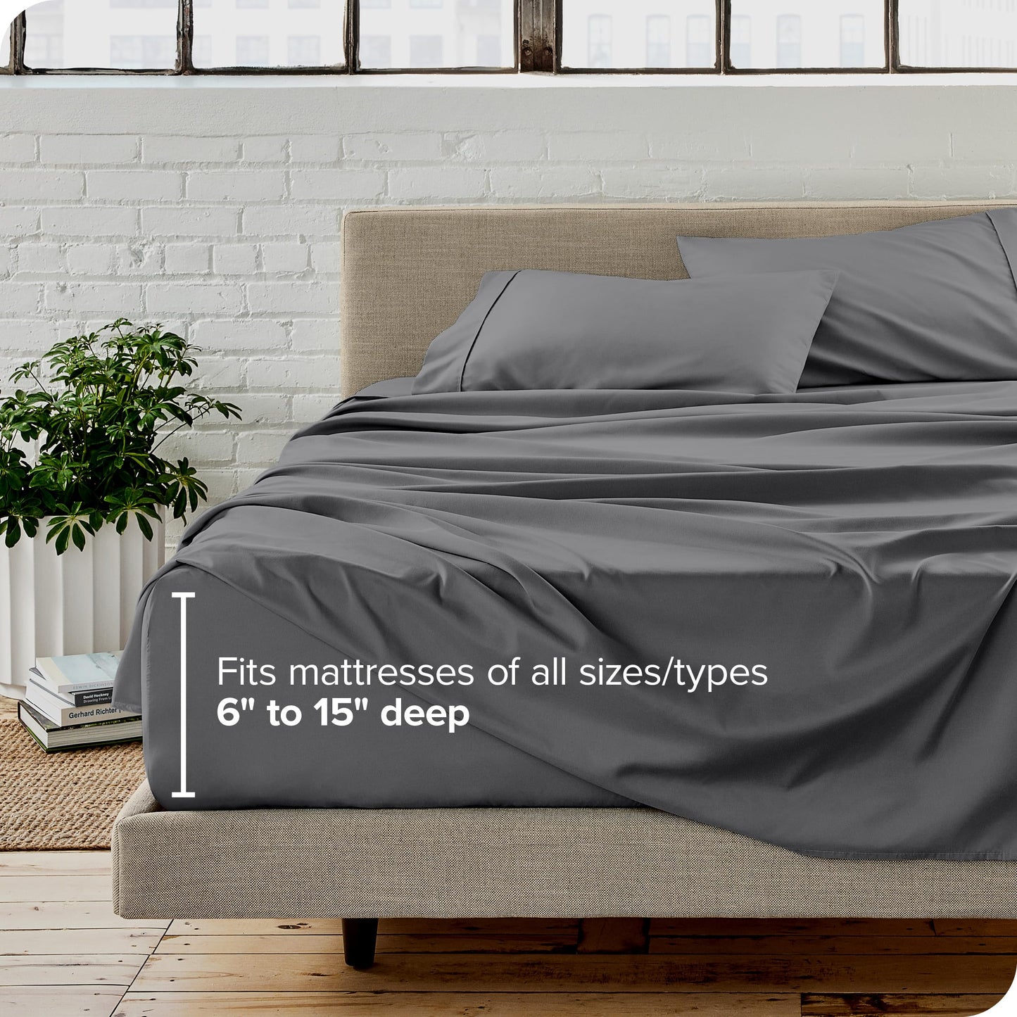 Bare Home Queen Sheet Set - 1800 Ultra-Soft Microfiber Queen Bed Sheets - Double Brushed - Queen Sheets Set - Deep Pocket - Bedding Sheets & Pillowcases (Queen, Grey)