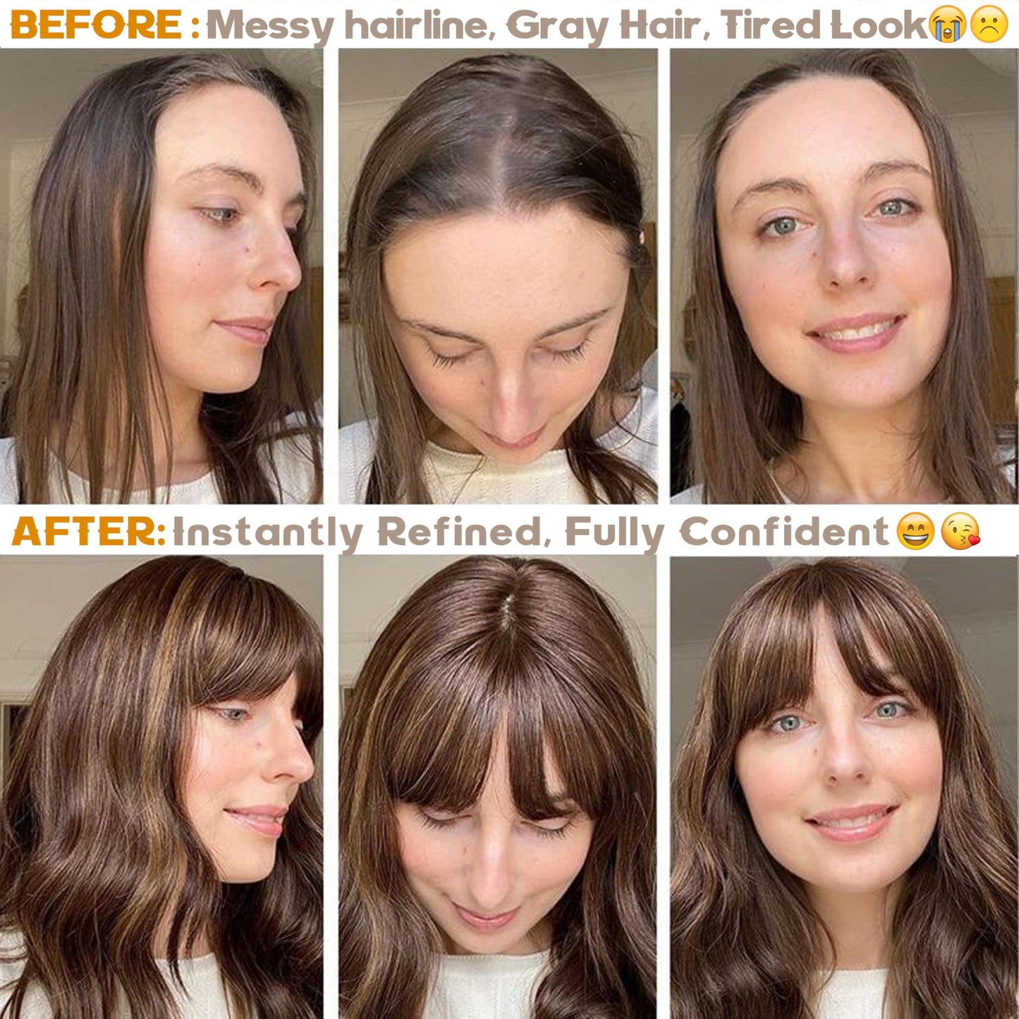 BUPPLER Hair Toppers for Women Real Human Hair-U Shape Toppers Hair Pieces for Women with Thinning Hairr 150% Density Silk Base Clip in Human Topper with Bangs for Daily Use(Dark Brown）