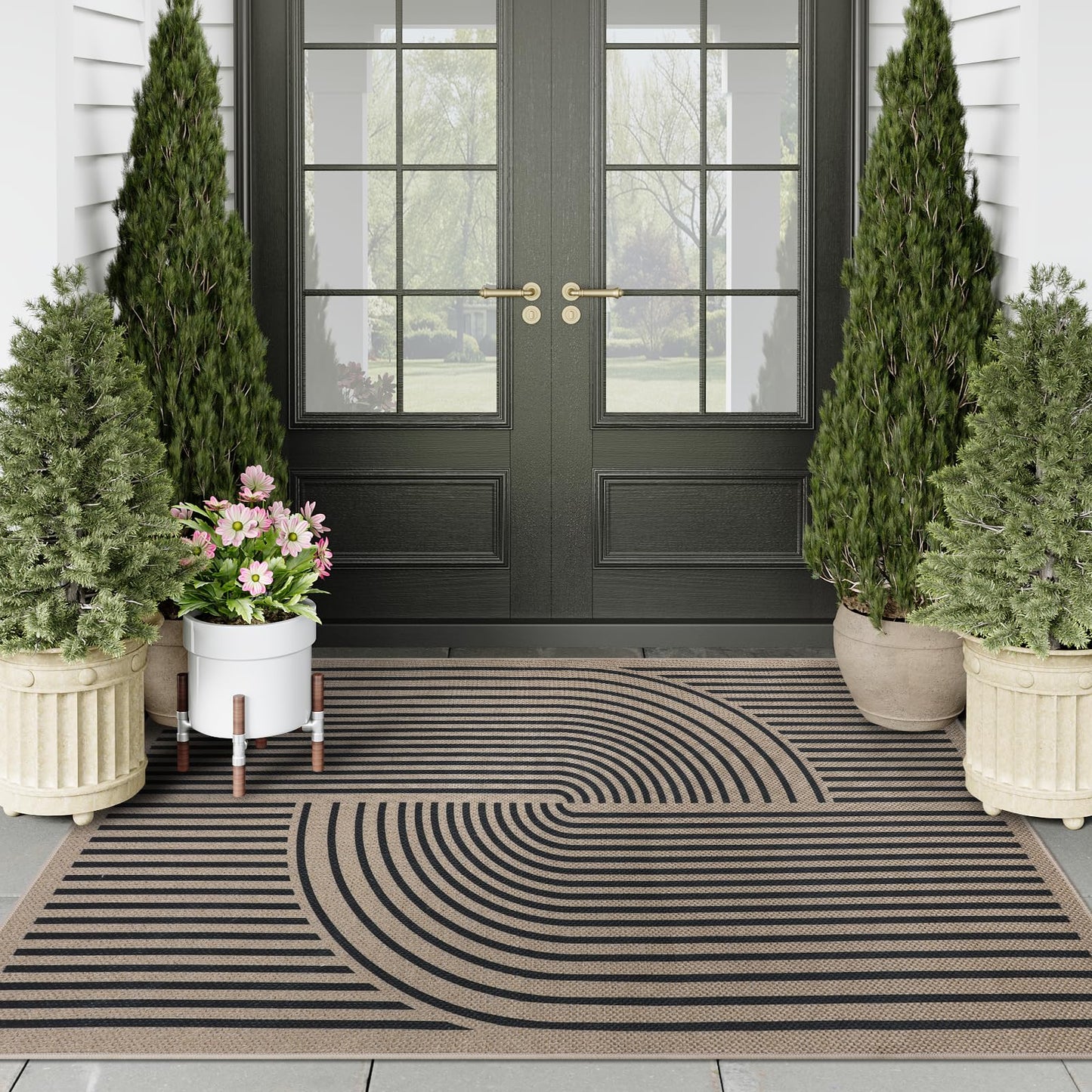 Homcomoda Indoor Doormat 36"x59" Geometric Easy Jute Front Back Door Mat Small Rugs for Entrance Dirt Trapper Absorbent Entryway Mat Non-Slip Washable Floor Mats for Entryway Farmhouse,Brown