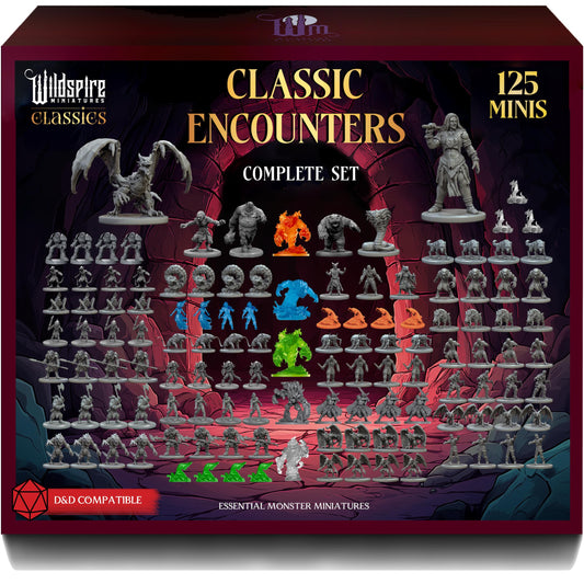 Classic Encounters - 125 Iconic DND Miniatures Bulk Monsters, Unpainted 28mm DND Minis, D&D Miniatures, Dungeons and Dragons Figures Mini, Dnd Figurines, Fantasy Tabletop D&D Accessories Assembled