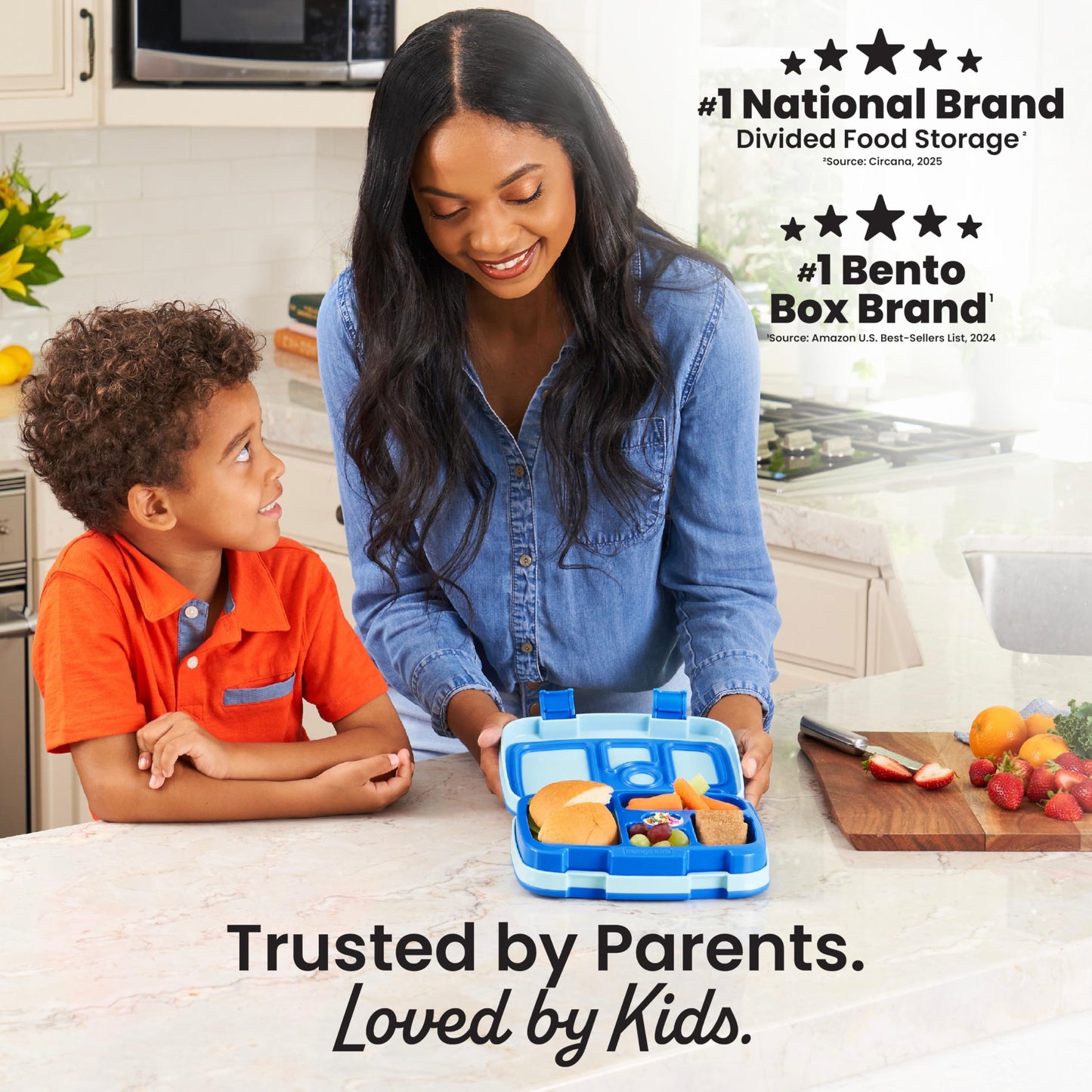 Bentgo® Kids Bento-Style 5-Compartment Lunch Box - Ideal Portion Sizes for Ages 3 to 7 - Leak-Proof, Drop-Proof, Dishwasher Safe, BPA-Free, & Made with Food-Safe Materials (Blue)