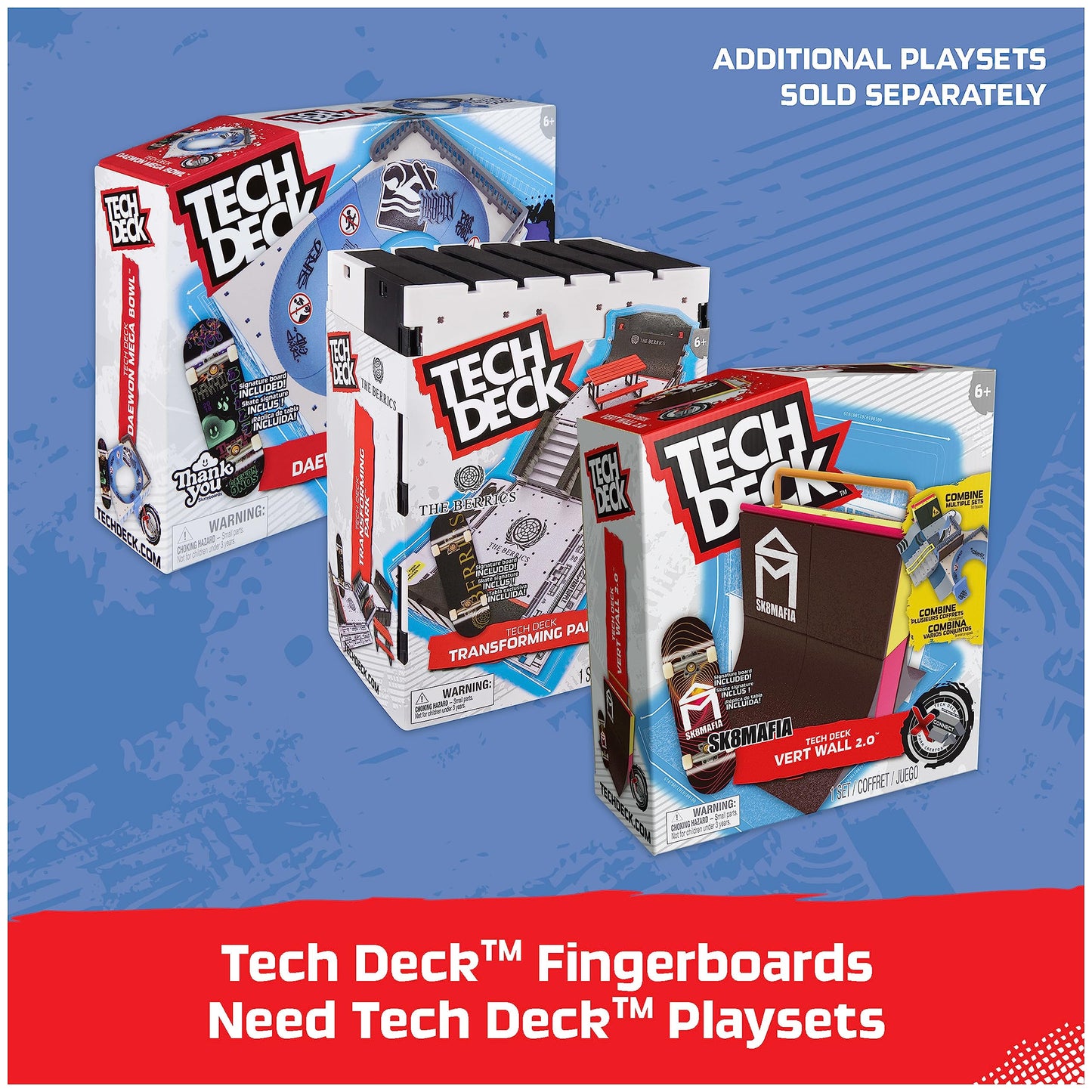 Tech Deck, 25th Anniversary 8-Pack Fingerboards with Exclusive Figure, Collectible and Customizable Mini Skateboards, Kids Toys for Ages 6 and up